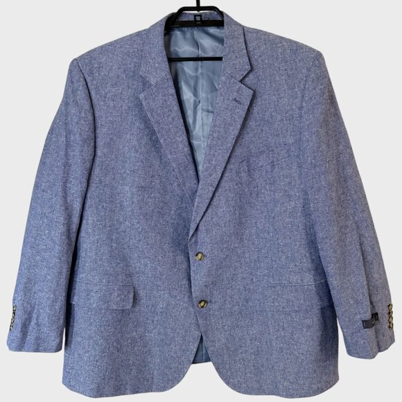 Stafford Signature Linen Sport Coat / Blazer Jacket Blue Men's 52R Classic Fit